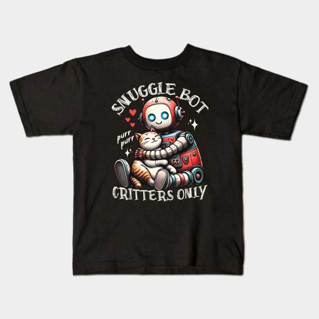 Robot Hugs Cat - Snuggle Bot Kids T-Shirt by BeanStiks